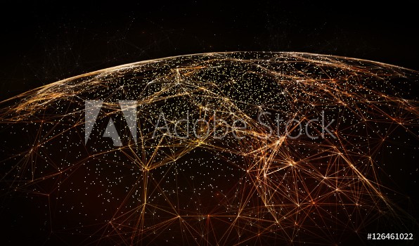 Bild på Global International Connectivity BackgroundConnection lines Around Earth Globe Futuristic Technology  Theme Background with Light Effect